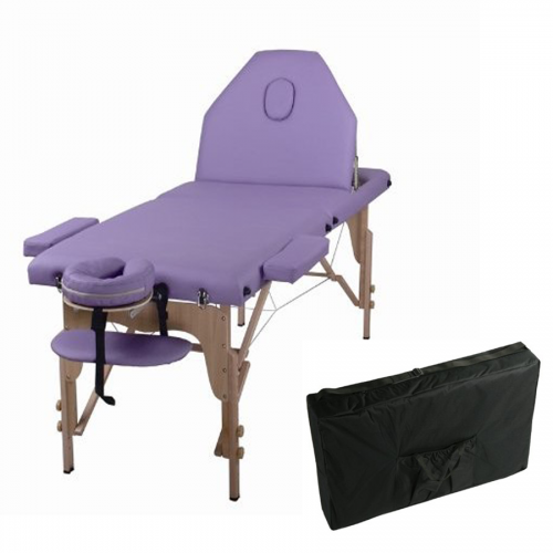 Pat masaj portabil, cadru lemn, Certusa, mov, 3 zone, saltea 8 cm, suport de brate Pat masaj portabil, cadru lemn, Certusa, mov, 3 zone, saltea 8 cm, suport de brate